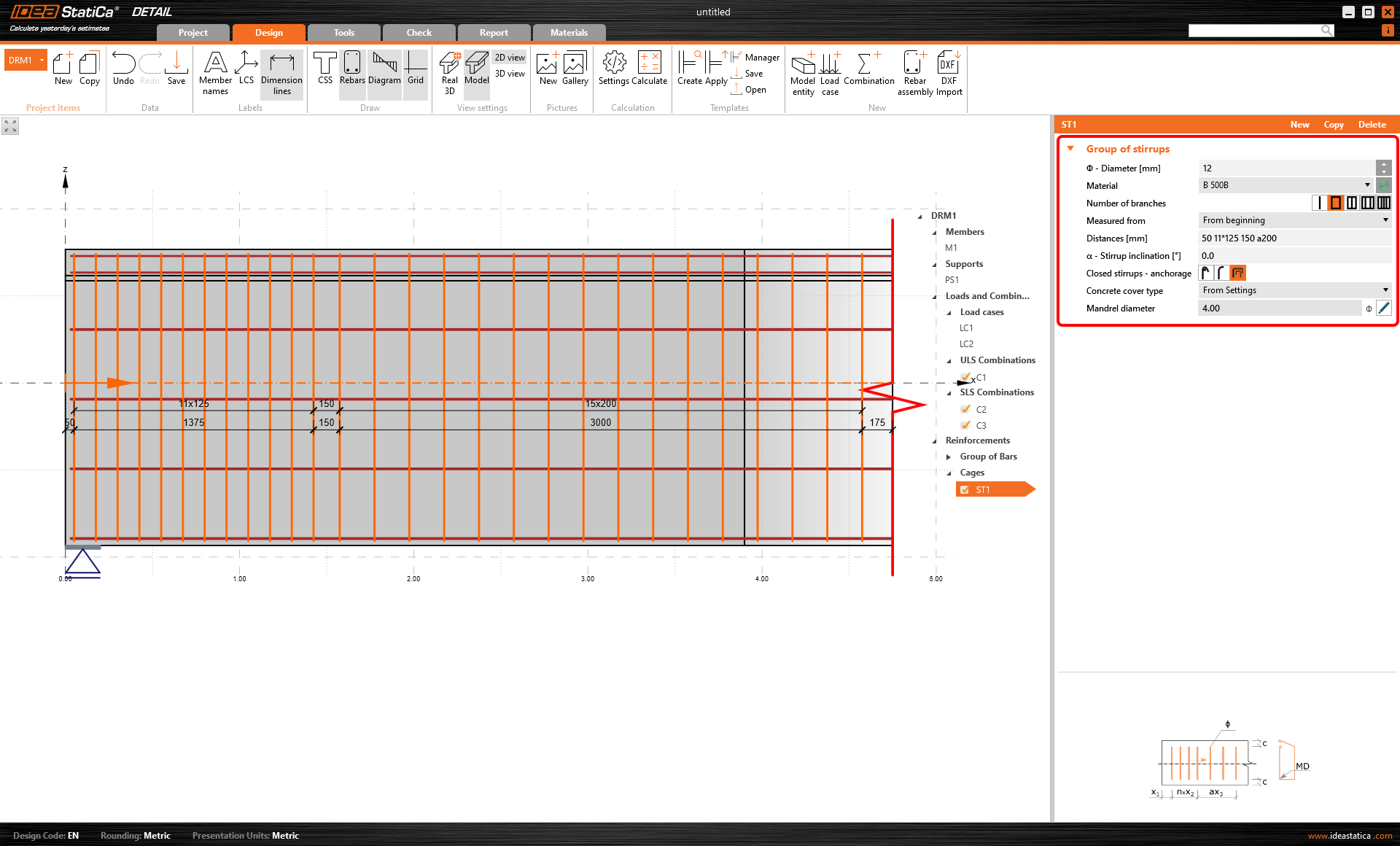Reinforcement definition in the Detail application | IDEA StatiCa